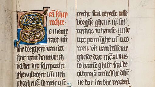 Seite aus Hamburgischem Schiffsrecht von 1201 