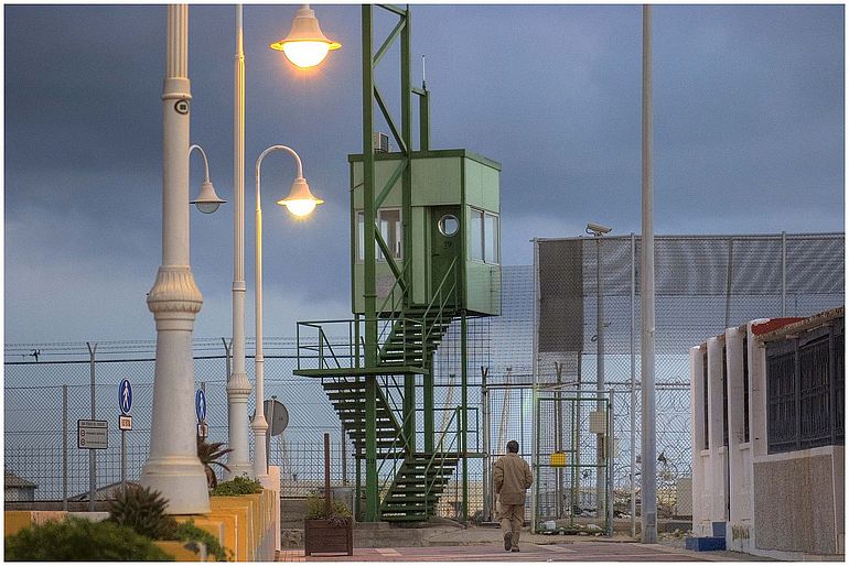 Geschlossene Grenze in Melilla (Spanien/Marokko)