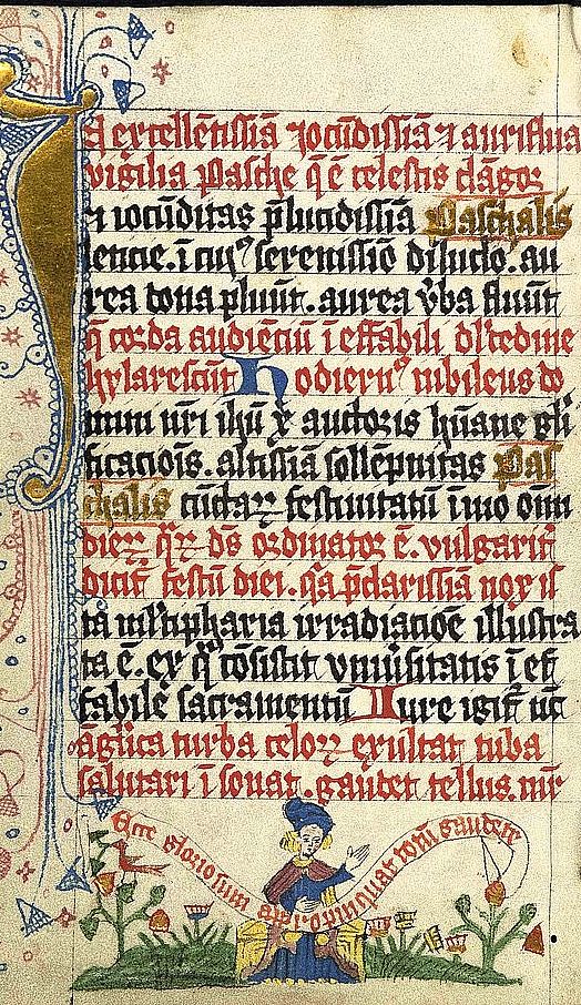 Viele der Medinger Handschriften beeindrucken noch heute durch ihre pr&auml;chtige Ausstattung, wie zum Beispiel das Osterorationale der Medinger Nonne Winheid von Winsen. Hildesheim, Dombibliothek, J 29, 1v. (1478)