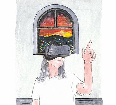 Illustration Virtuelle Freiheit &ndash; Das Metaversum im Spannungsfeld zwischen Selbstbestimmung und &Uuml;berwachung 