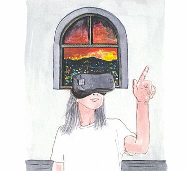 Illustration Virtuelle Freiheit &ndash; Das Metaversum im Spannungsfeld zwischen Selbstbestimmung und &Uuml;berwachung 