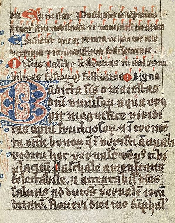 Folium 9r aus dem Oxforder Osterorationale. Oxford, Bodleian Library, MS. Lat. liturg. f. 4, 9r. (ca. 1494)