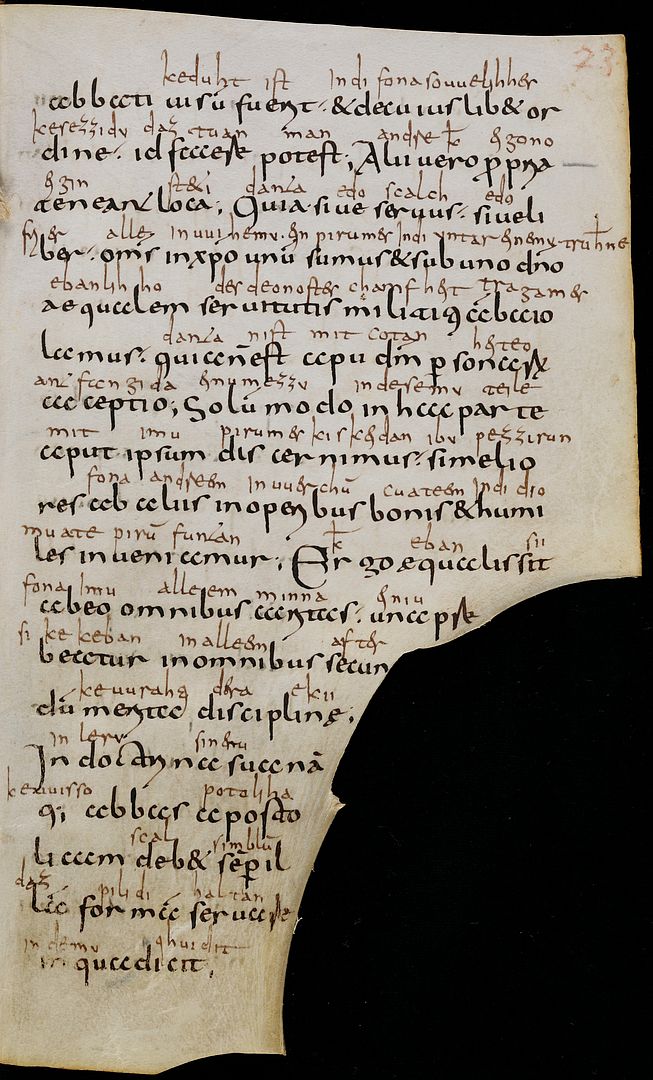Abb. 6: Regula Benedicti, Kap. 2, &sect; 17-23: Dort werden die Pflichten des Abtes thematisiert (St. Gallen, Stifstbibliothek, Cod. Sang. 916, p. 23)