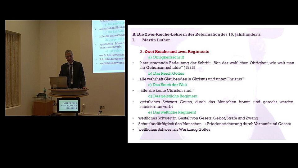Akademievorlesung "Die Unterscheidung von Geistlichem und Weltlichem in der Reformation"