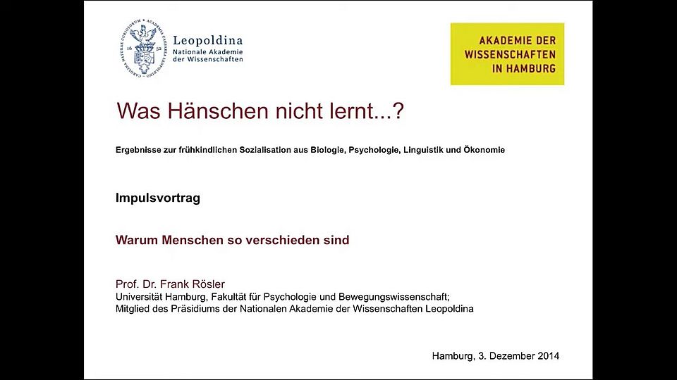 "Was H&auml;nschen nicht lernt...?" - Ergebnisse zur fr&uuml;hkindlichen Sozialisation