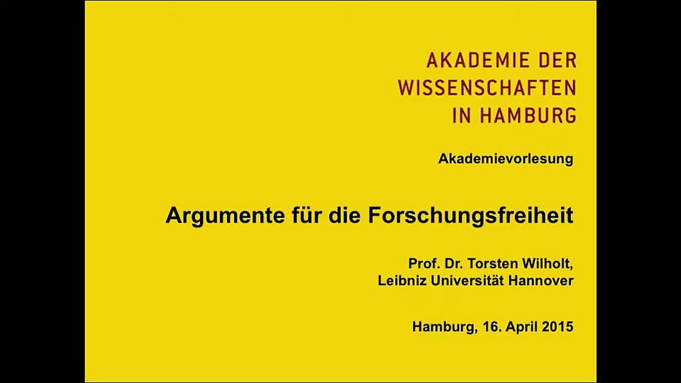 Prof. Torsten Wilholt "Argumente f&uuml;r die Forschungsfreiheit"