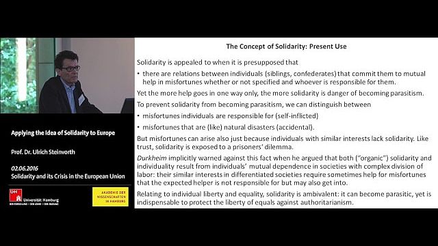 Applying the Idea of Solidarity to Europe - Ulrich Steinvorth